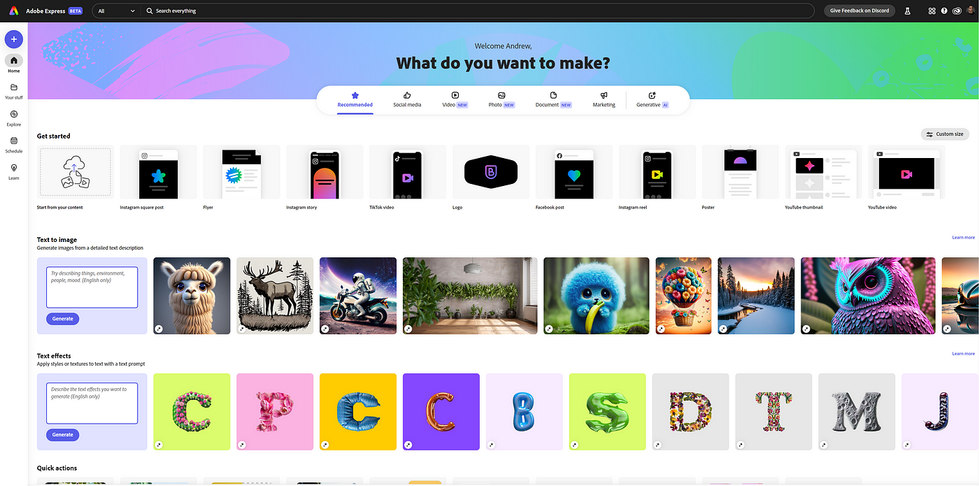Adobe Express screenshot - I 10 migliori software per il marketing video recensiti nel 2026