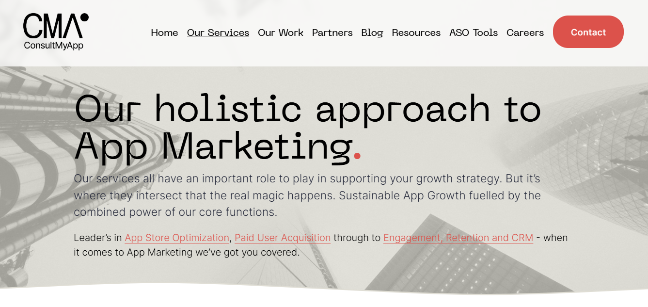 ConsultMyApp screenshot - 10 mejores servicios de marketing de aplicaciones analizados en 2026