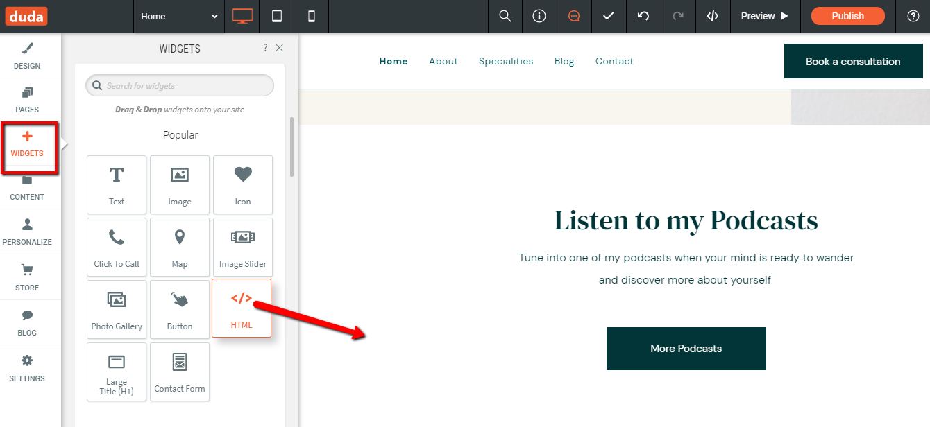 Duda screenshot - 10 mejores creadores de sitios web con arrastrar y soltar revisados en 2026