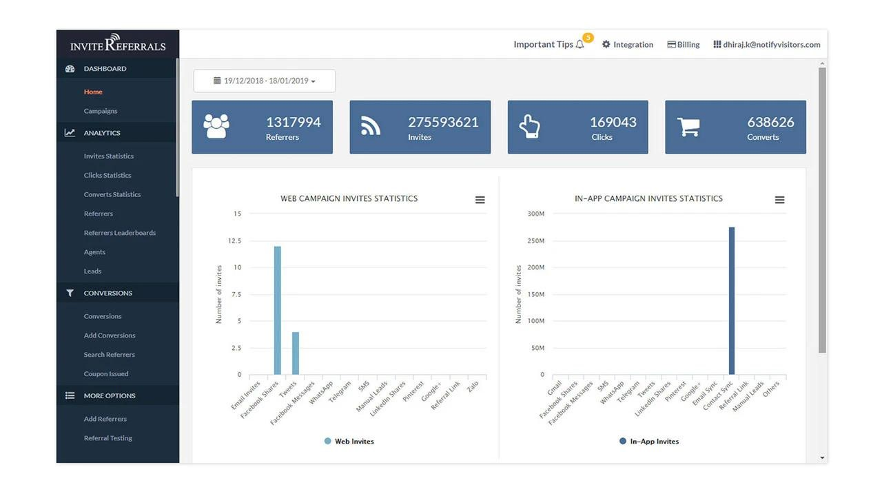 InviteReferrals screenshot - Los 10 mejores programas de marketing viral analizados en 2026
