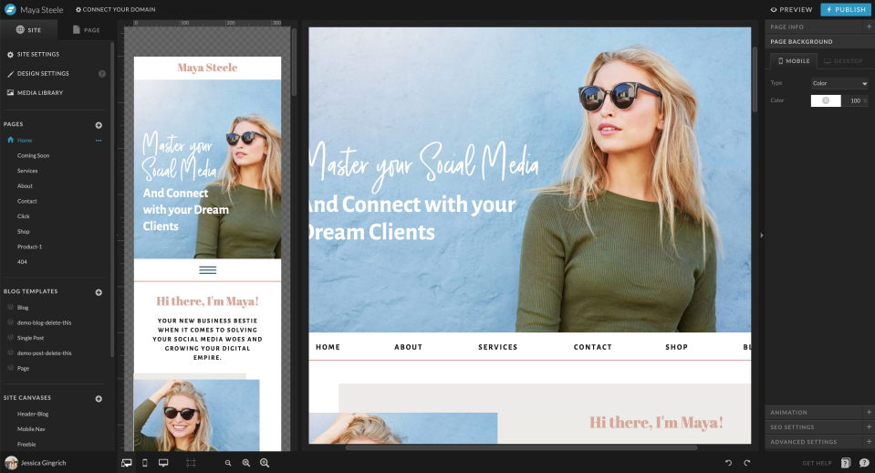 Showit screenshot - 10 mejores creadores de sitios web con arrastrar y soltar revisados en 2026
