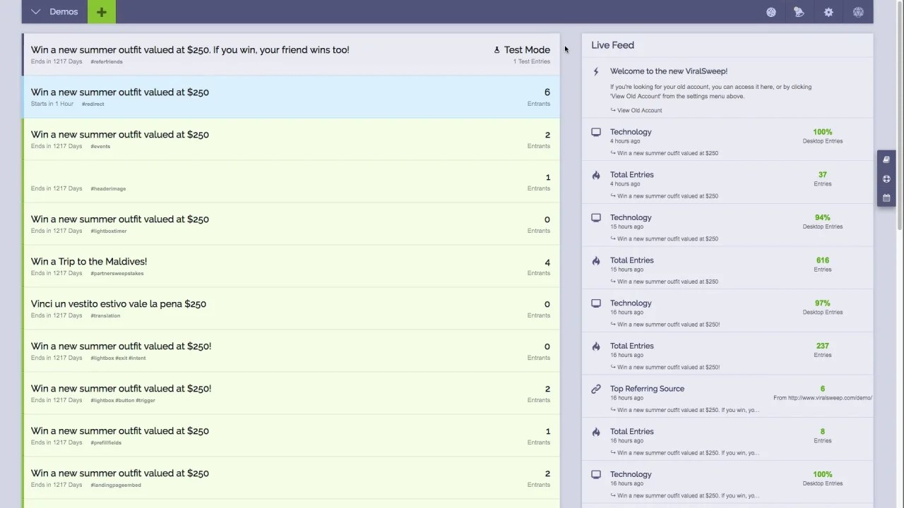 ViralSweep screenshot - I 10 migliori software di marketing virale recensiti nel 2026