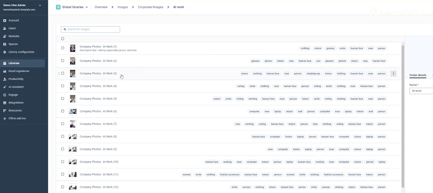 Templafy screenshot - 10 mejores programas de firma de correo electrónico analizados en 2026