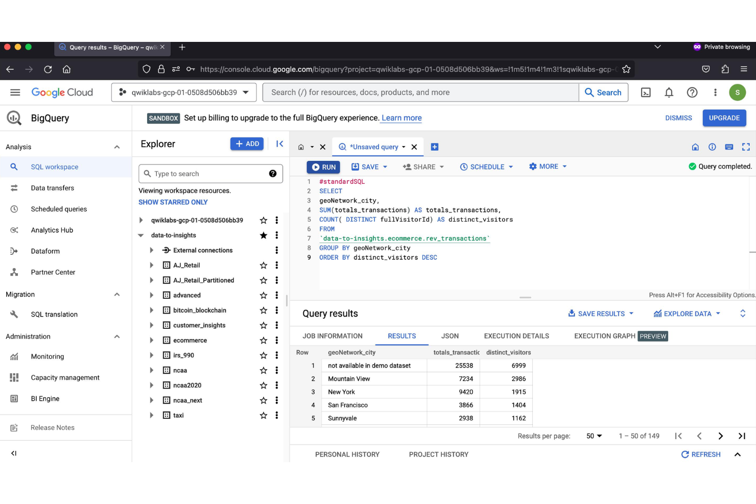 Google BigQuery screenshot - 10 Mejores Software de Marketing en la Nube Analizados en 2026