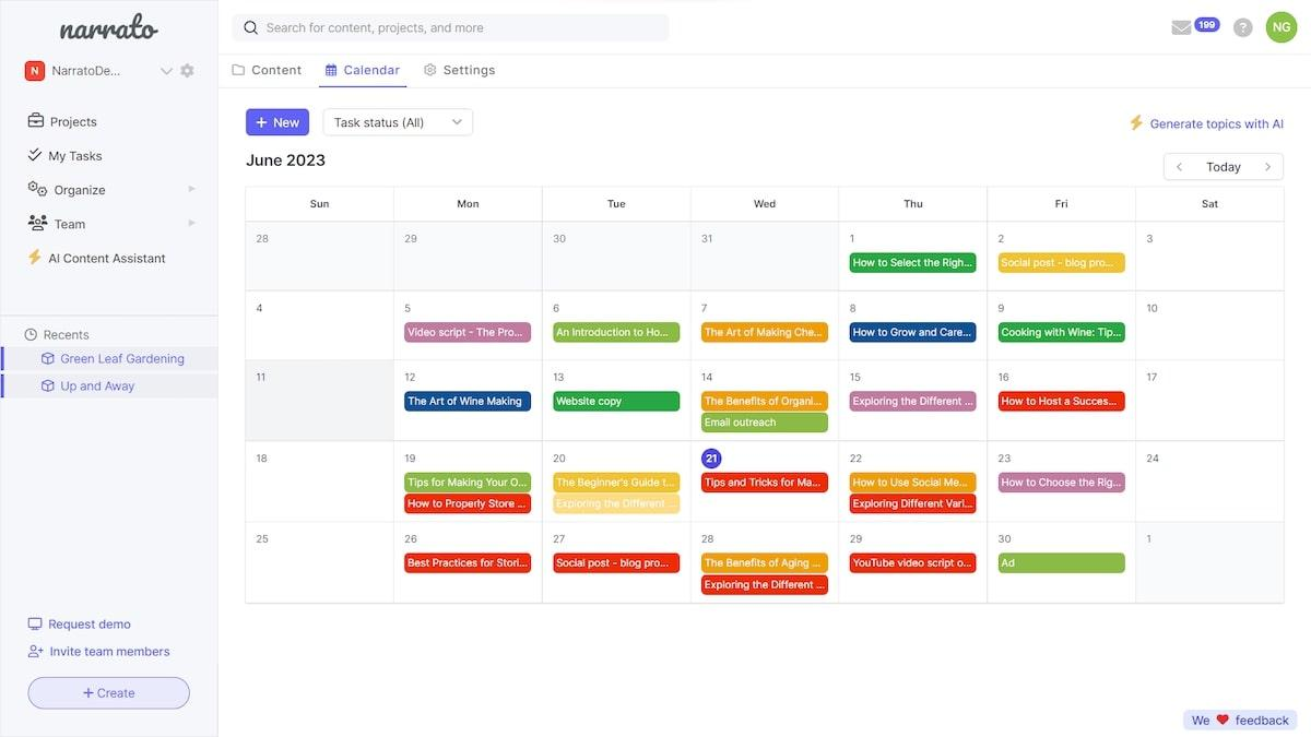 Narrato screenshot - 1 mejores programas de gestión de flujo de trabajo de contenido evaluados en 2026