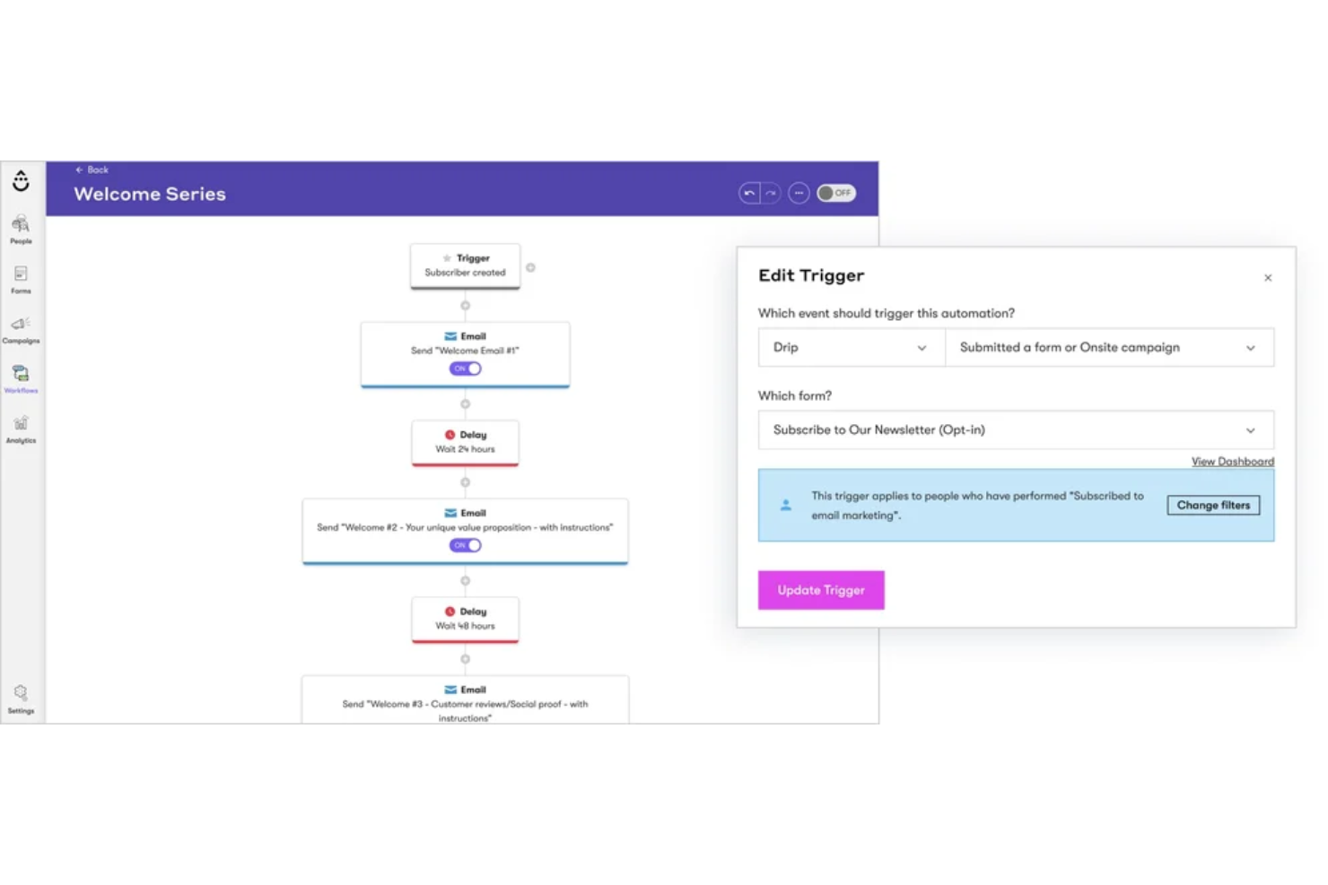 Drip screenshot - 1 Mejores Alternativas a ActiveCampaign Analizadas en 2026