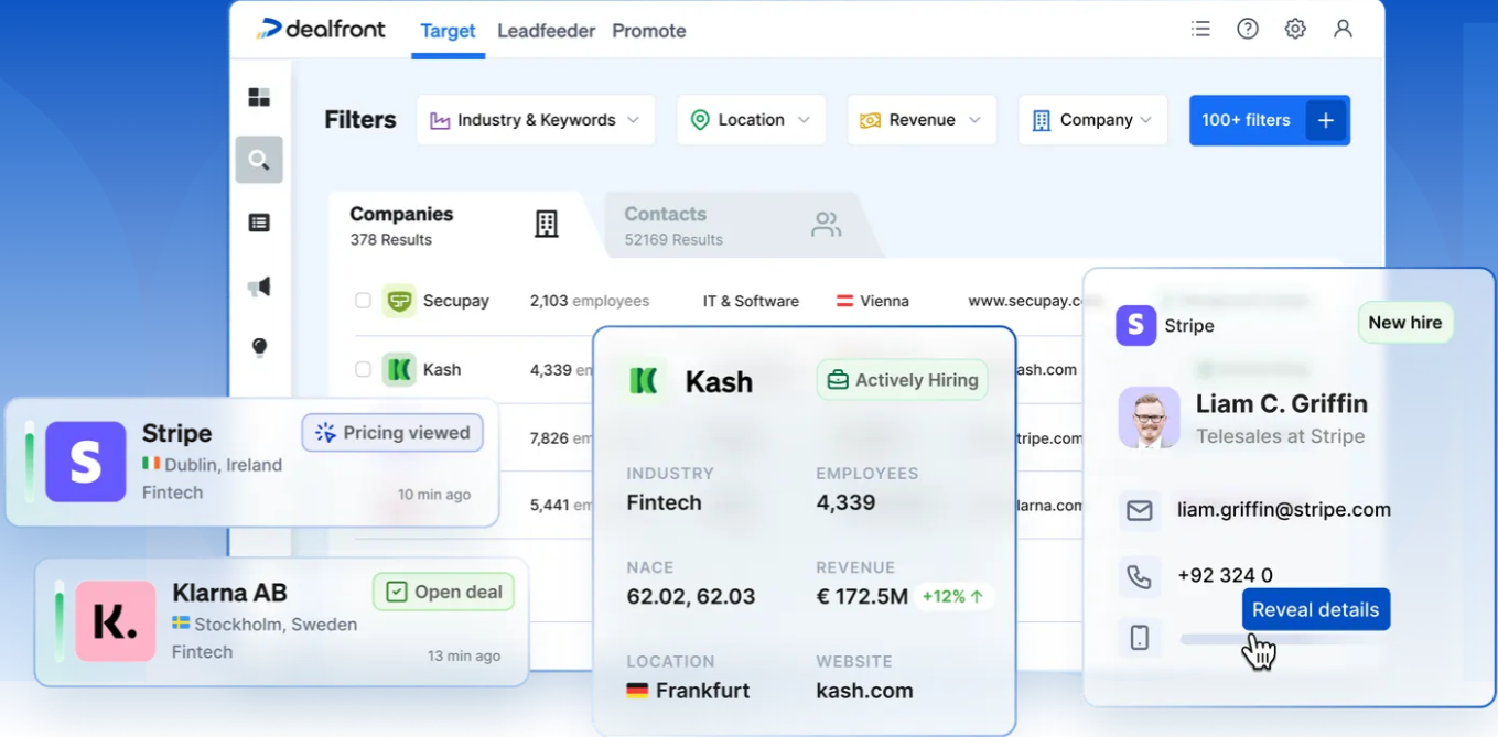 Dealfront screenshot - 10 Migliori Fornitori di Dati B2B Recensiti nel 2026