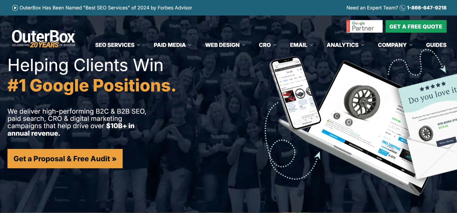 OuterBox screenshot - 10 Migliori Agenzie Google Ads Recensite nel 2026