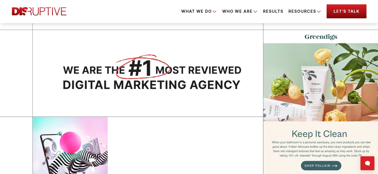 Disruptive Advertising screenshot - 10 Migliori Agenzie Google Ads Recensite nel 2026