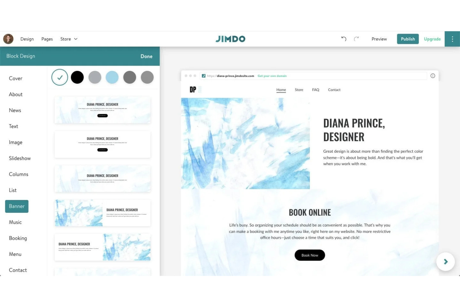 Jimdo screenshot - 10 migliori piattaforme per creare siti web recensite nel 2026