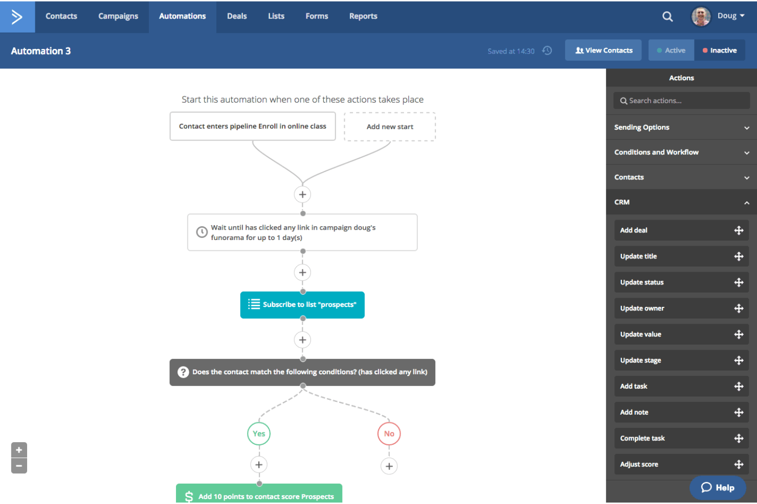 ActiveCampaign screenshot - 10 migliori alternative a HubSpot Marketing recensite nel 2026