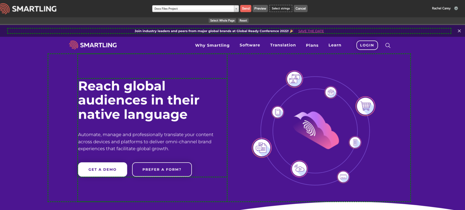 Smartling screenshot - 10 mejores servicios de localización de sitios web reseñados en 2026
