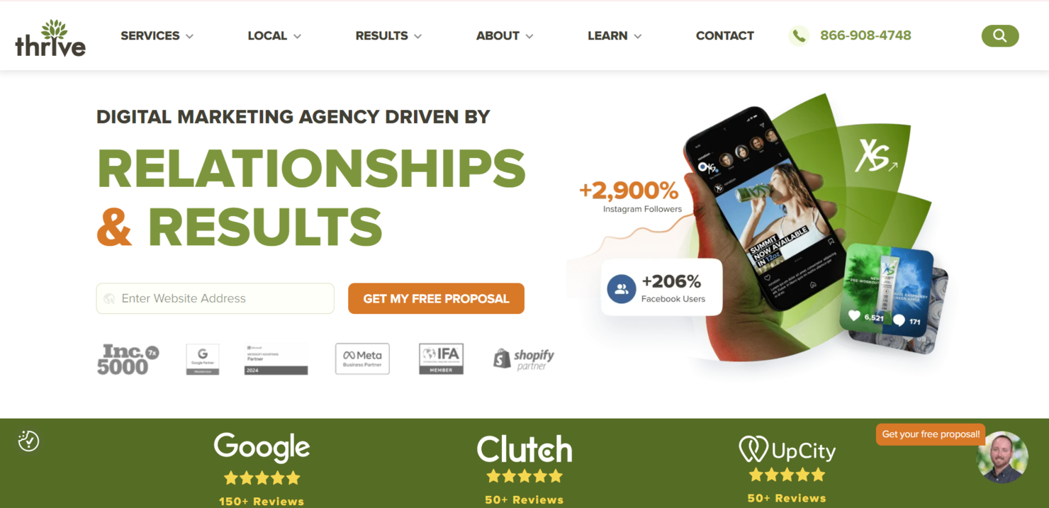 Thrive Internet Marketing Agency screenshot - 10 Migliori Agenzie di Marketing PPC Recensite nel 2026