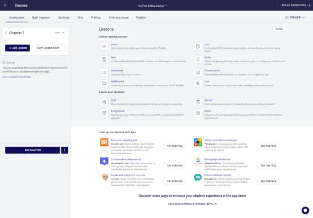 Thinkific screenshot - 10 Mejores Software para Sitios de Membresía en 2026