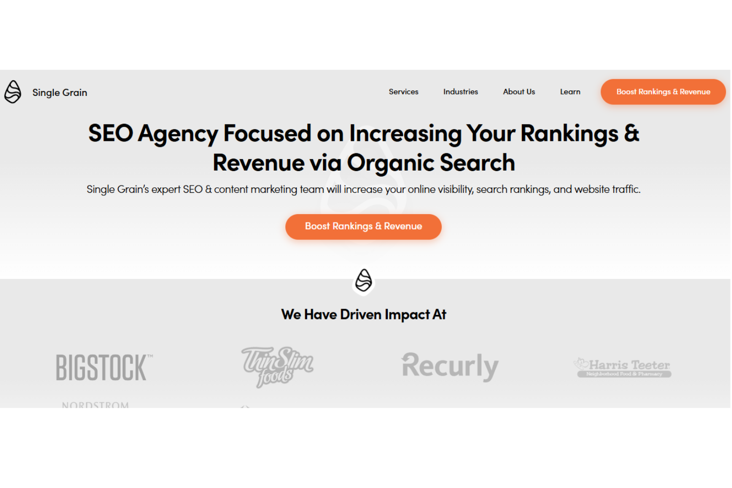 Single Grain screenshot - 10 Migliori Agenzie SEO Recensite nel 2026