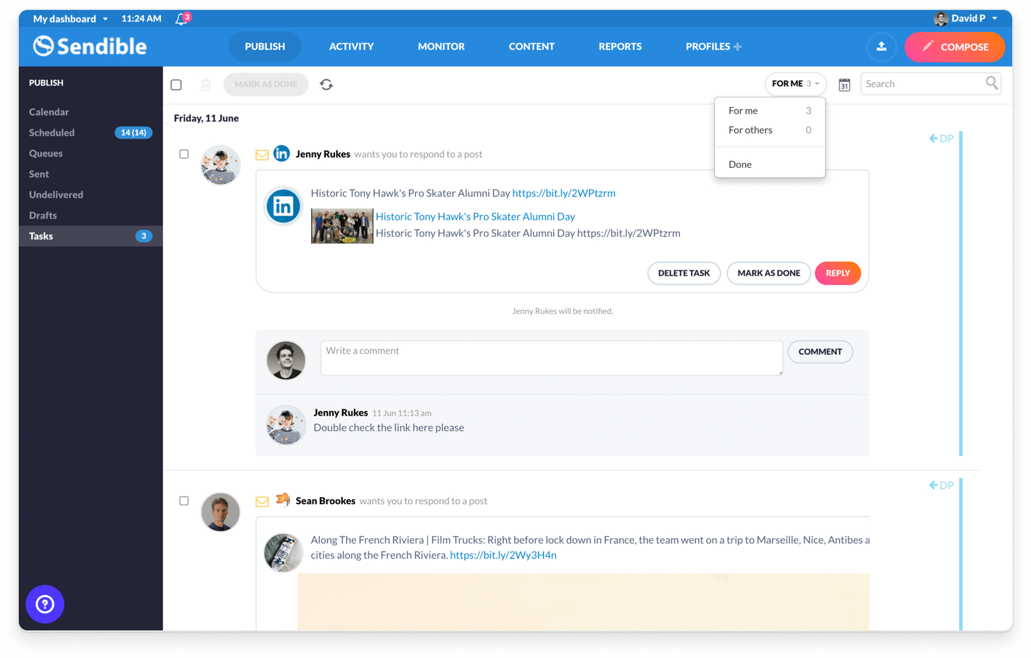 Sendible screenshot - 10 Migliori Software per il Monitoraggio dei Social Media Recensiti nel 2026