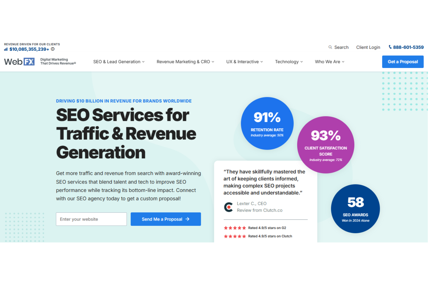 WebFX screenshot - 10 mejores agencias de SEO analizadas en 2026
