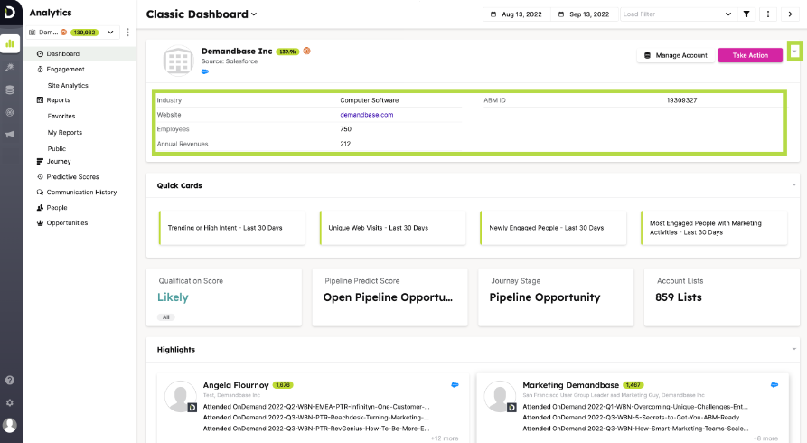Demandbase screenshot - 10 mejores proveedores de datos de intención analizados en 2026