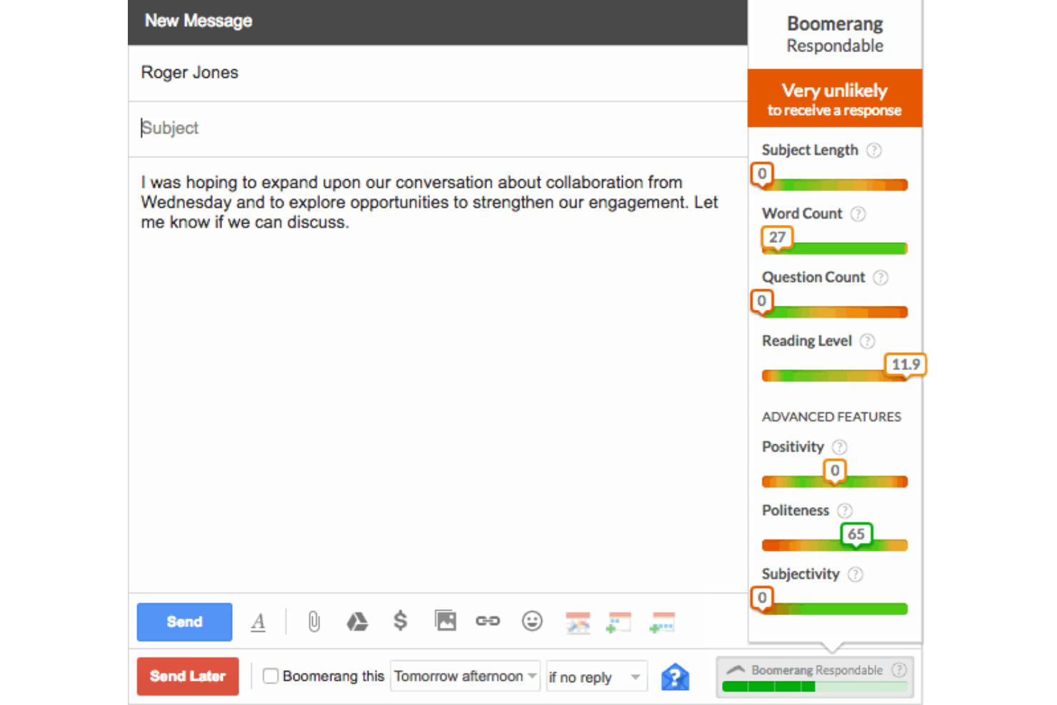 Boomerang screenshot - 10 migliori soluzioni per il monitoraggio delle email recensite nel 2026