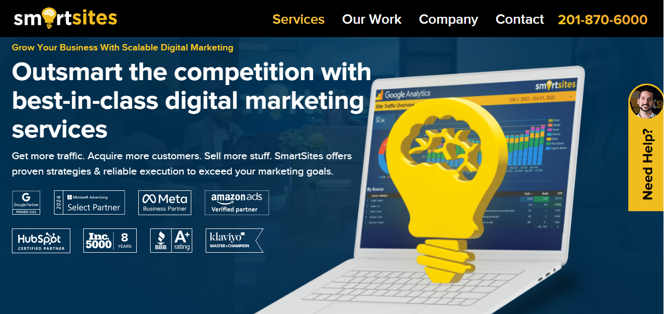 SmartSites screenshot - 10 mejores agencias de marketing de contenidos analizadas en 2026