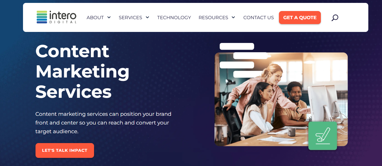 Intero Digital screenshot - 10 mejores agencias de marketing de contenidos analizadas en 2026