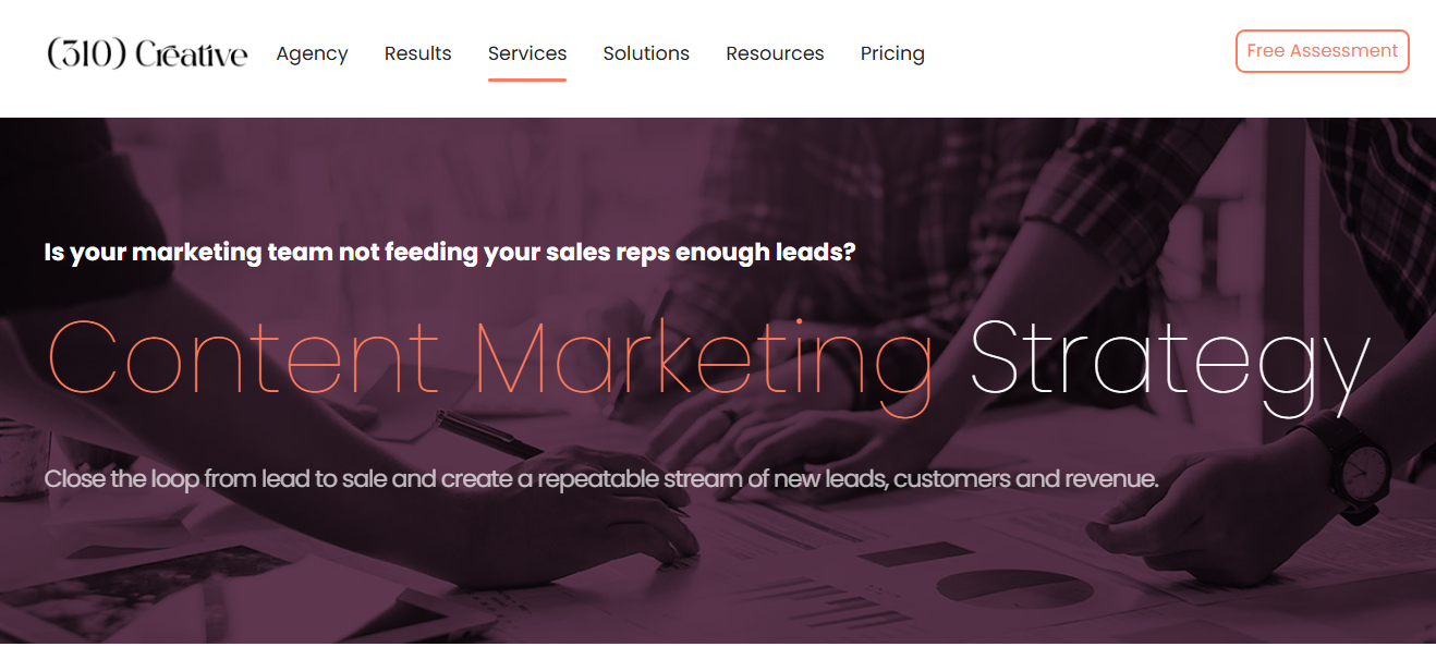 310 Creative screenshot - 10 mejores agencias de marketing de contenidos analizadas en 2026