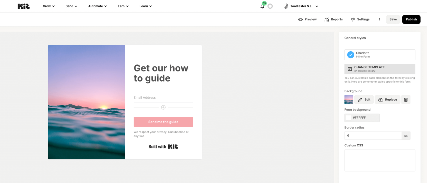 Kit screenshot - 10 Migliori Strumenti di Email Marketing per Piccole Imprese nel 2026