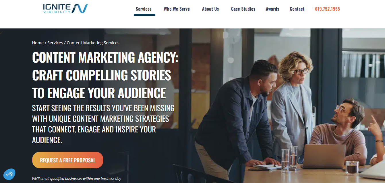 Ignite Visibility screenshot - 10 migliori agenzie di marketing dei contenuti recensite nel 2026