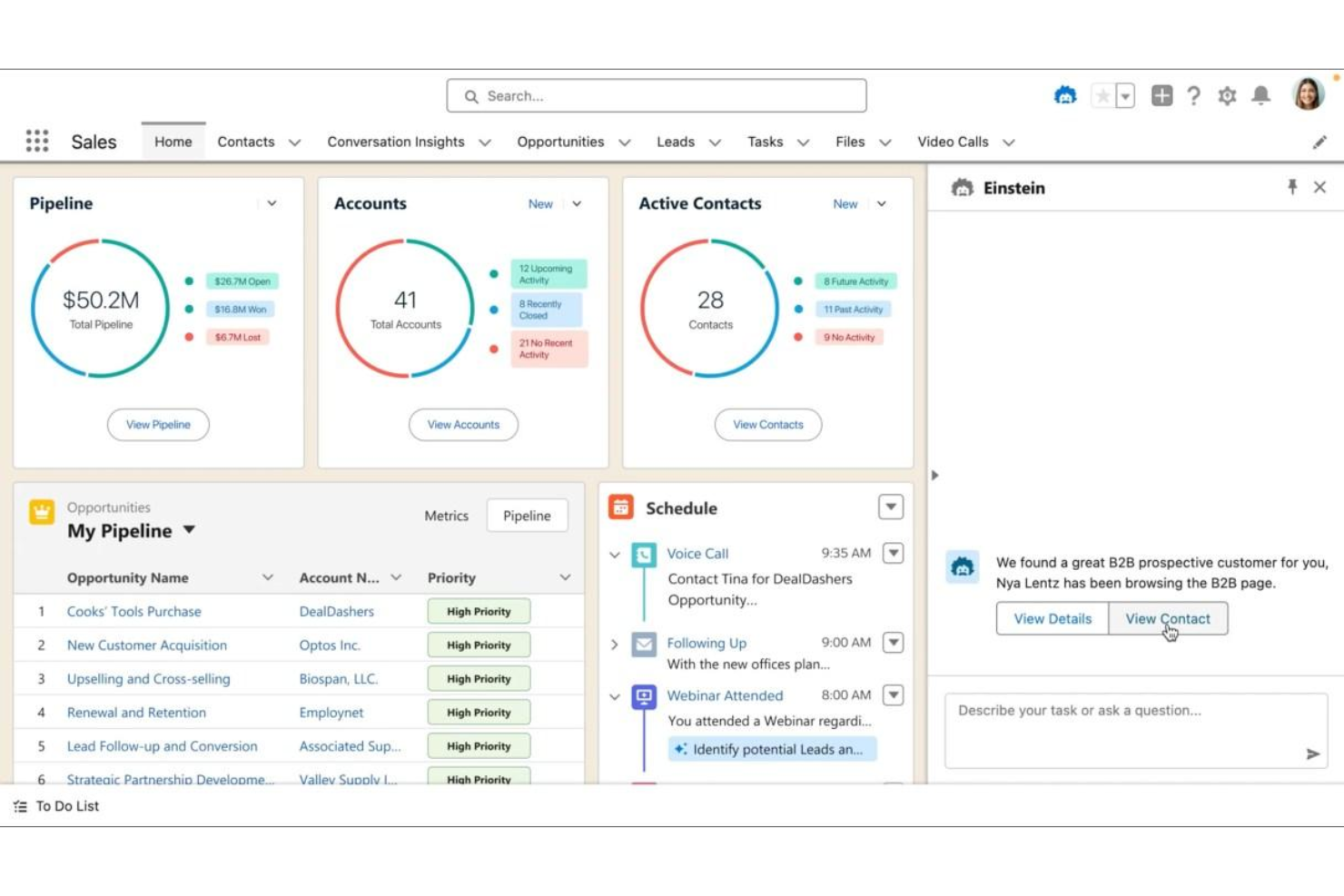 Salesforce Sales Cloud screenshot - 10 mejores software de seguimiento de correos electrónicos analizados en 2026