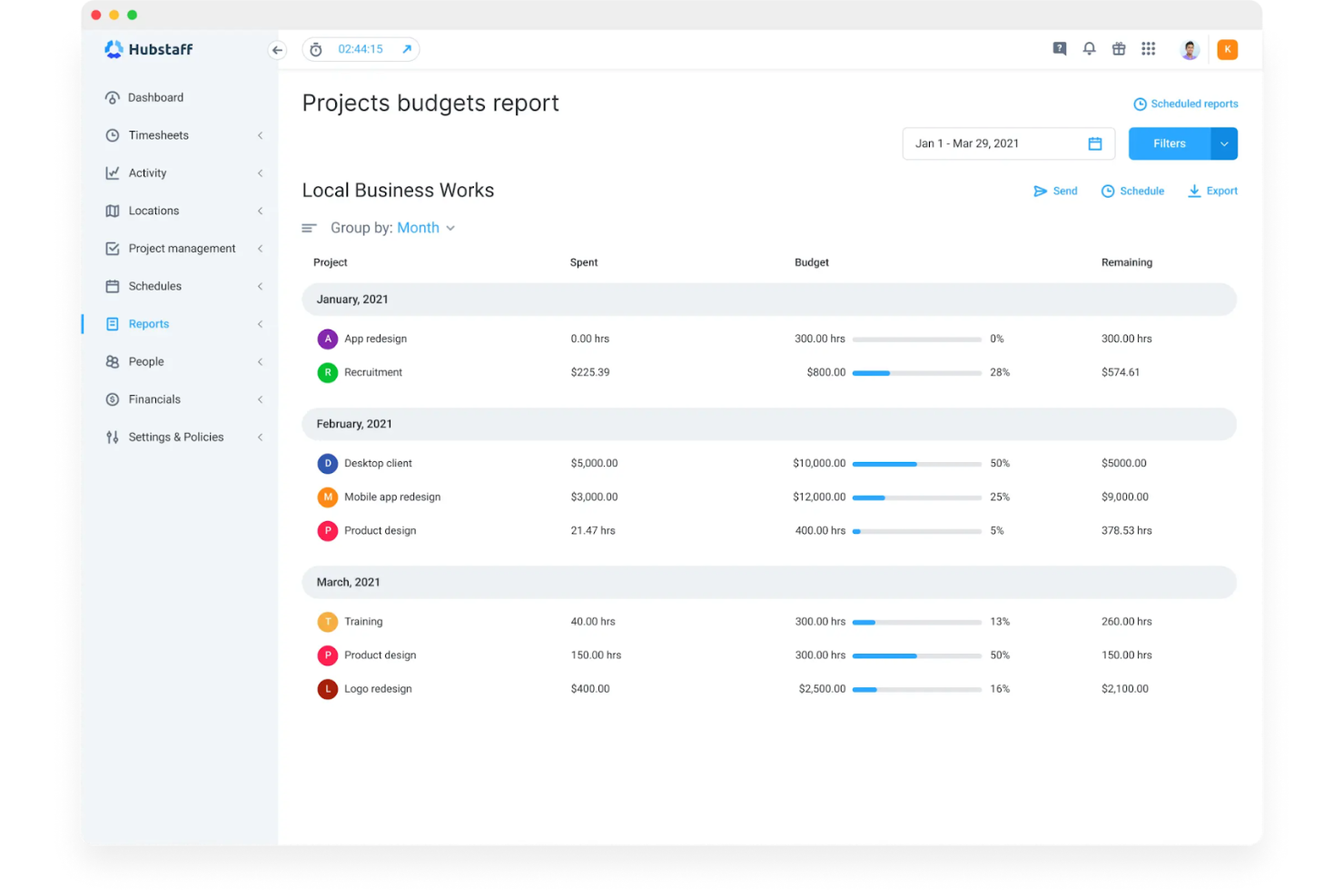 Hubstaff screenshot - Le 10 migliori alternative a ClickUp recensite nel 2026