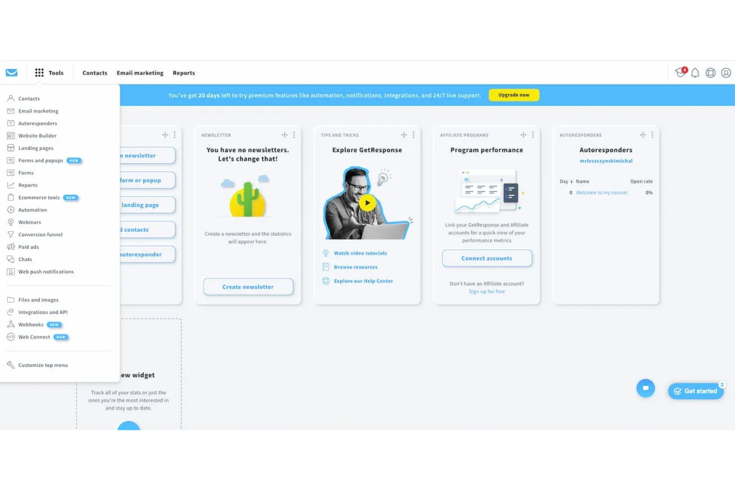 GetResponse screenshot - 10 migliori alternative a MailerLite recensite nel 2026