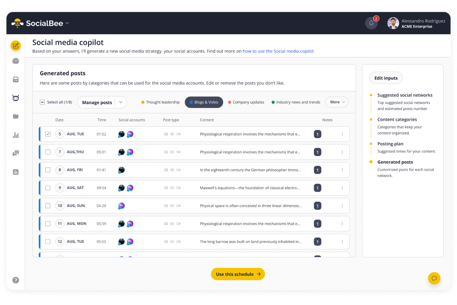 SocialBee screenshot - 10 Migliori Strumenti Gratuiti per la Gestione dei Social Media per 2026