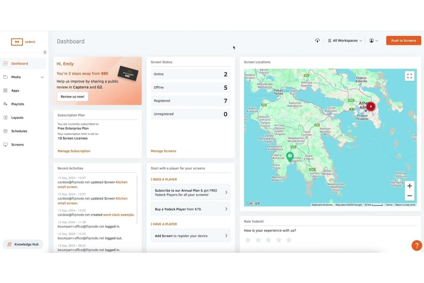 Yodeck screenshot - 10 mejores soluciones de software de cartelería digital analizadas en 2026