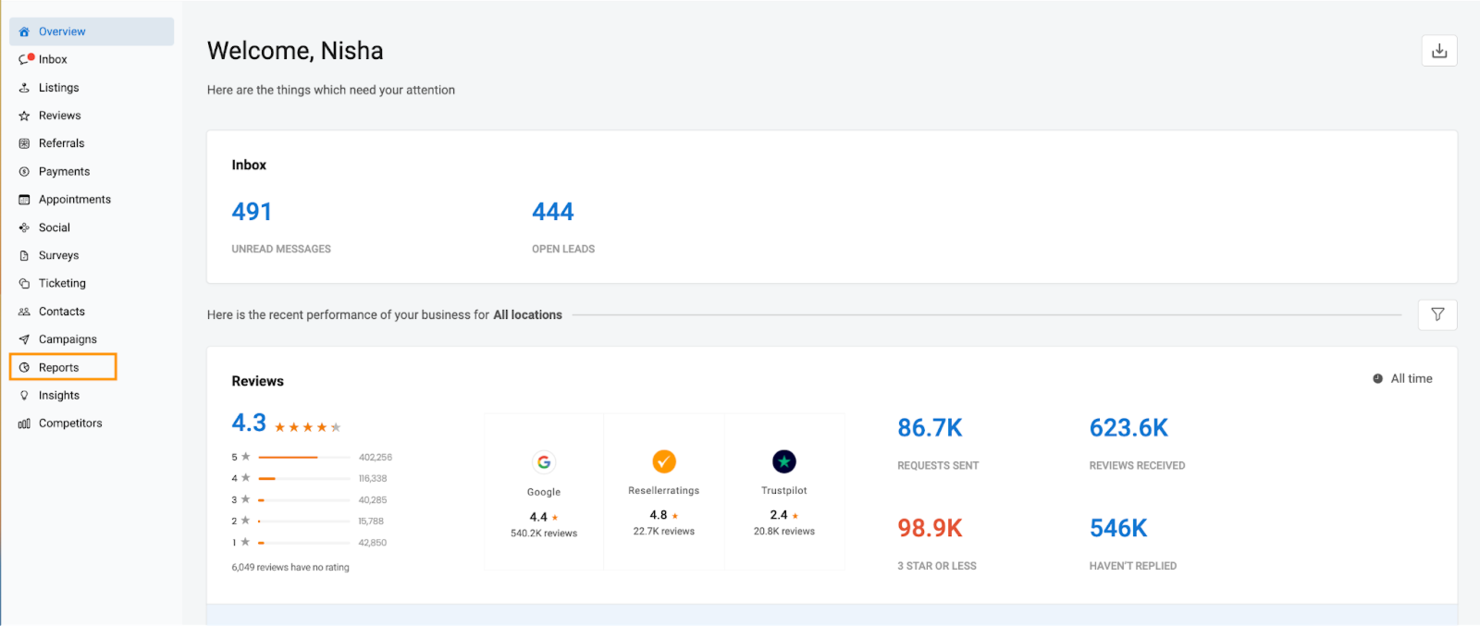 Birdeye screenshot - 10 migliori soluzioni per la gestione delle recensioni recensite nel 2026