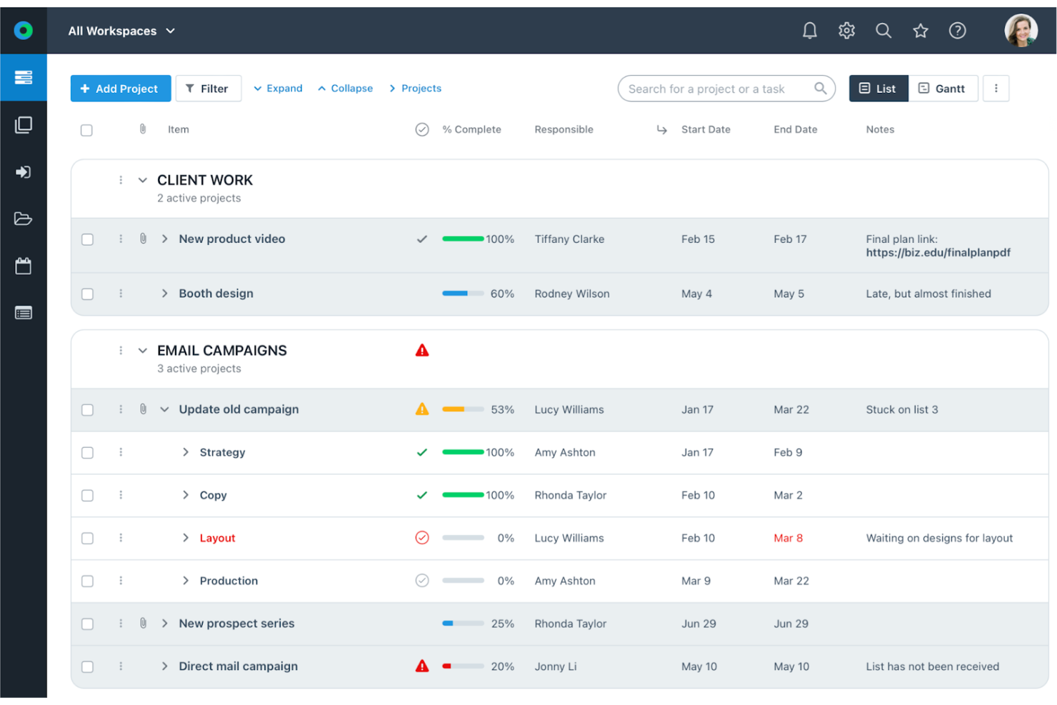Workzone screenshot - 10 Migliori Software di Gestione Progetti di Marketing per 2026
