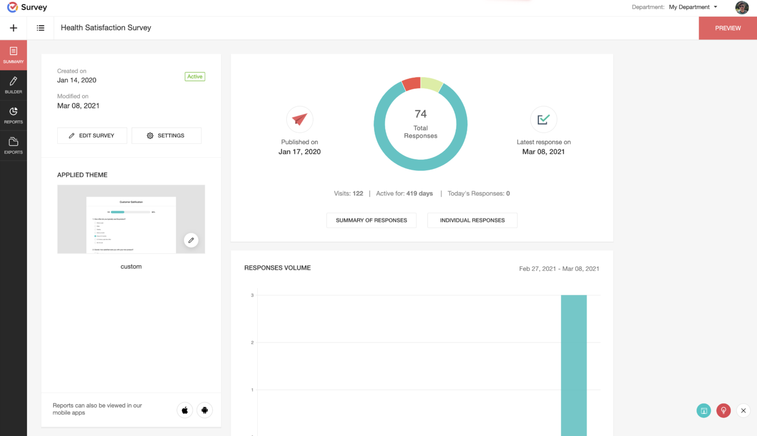 Zoho Survey screenshot - 10 Mejores Software de Investigación de Mercados Revisados en 2026