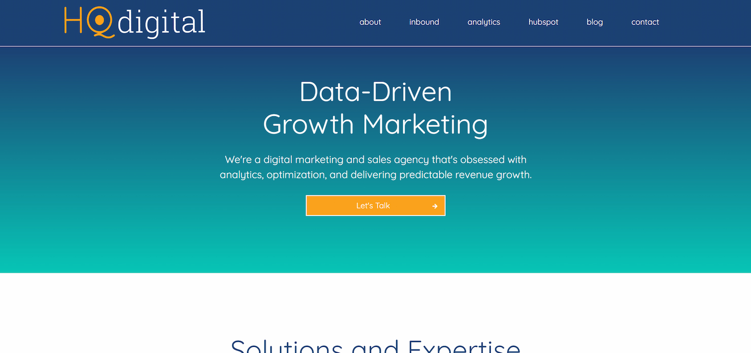 HQ Digital screenshot - 10 migliori servizi di consulenza HubSpot recensiti per il 2026