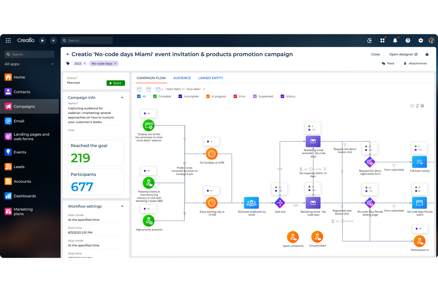 Creatio CRM screenshot - 2 Mejores Herramientas de Marketing con IA Analizadas en 2026