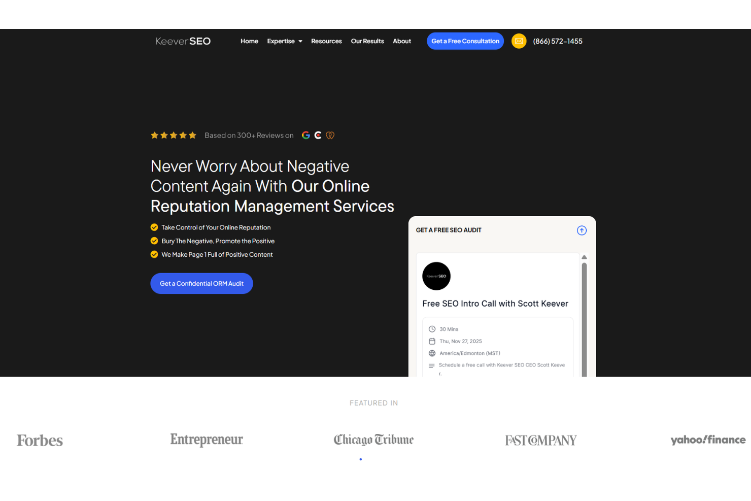 Keever SEO screenshot - 10 migliori aziende di gestione della reputazione recensite per il 2026