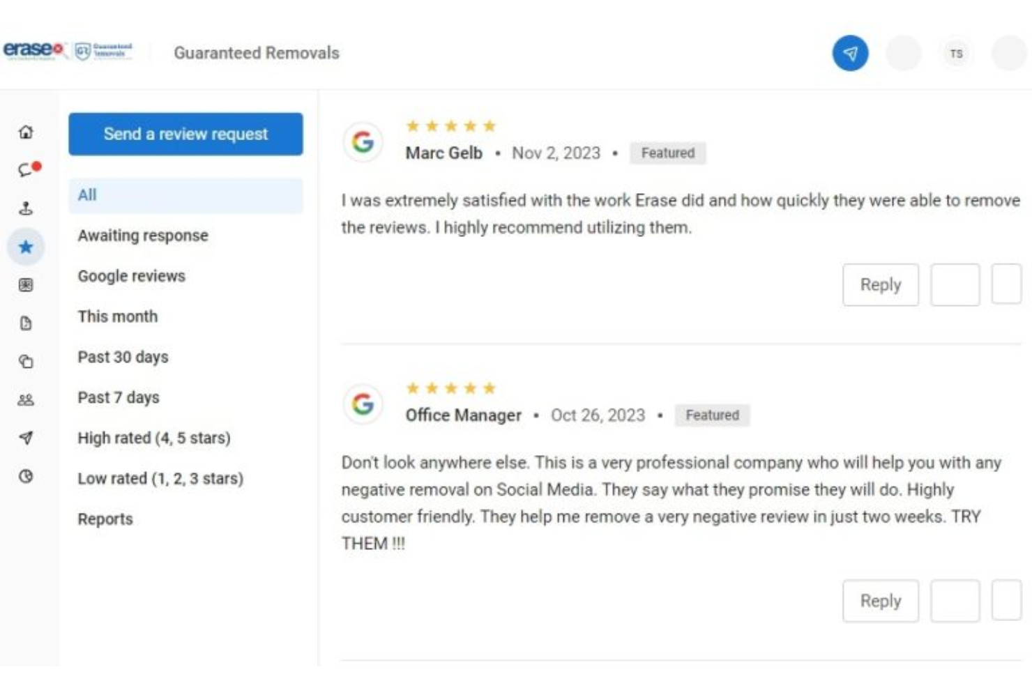 Erase.com screenshot - 10 migliori aziende di gestione della reputazione recensite per il 2026