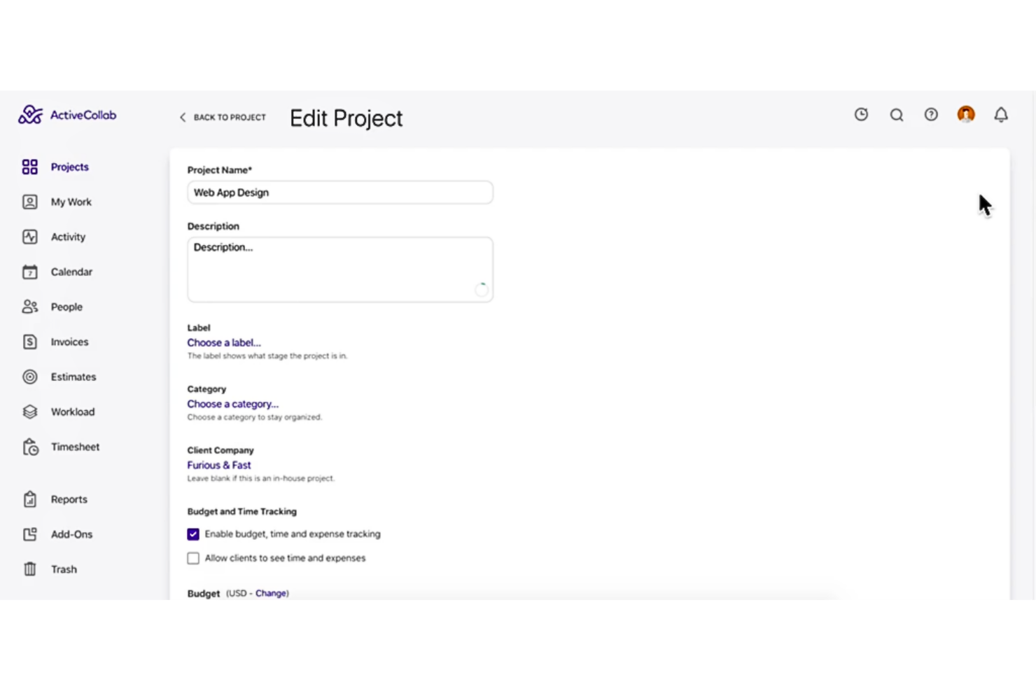 ActiveCollab screenshot - 10 Migliori Soluzioni Software per il Budget Marketing Recensite per 2026