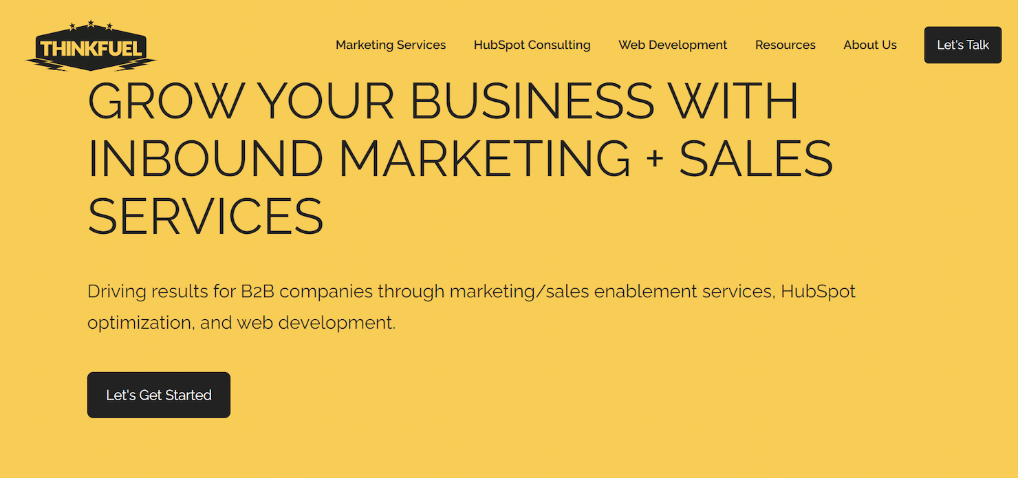 ThinkFuel screenshot - 10 mejores servicios de consultoría de HubSpot reseñados para 2026