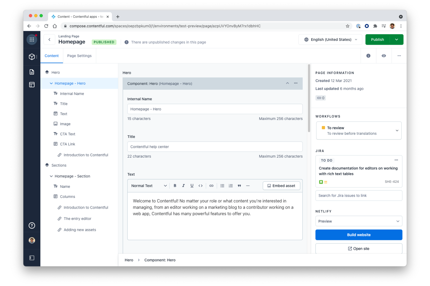 Contentful screenshot - Las 10 mejores plataformas de experiencia de contenido en 2026
