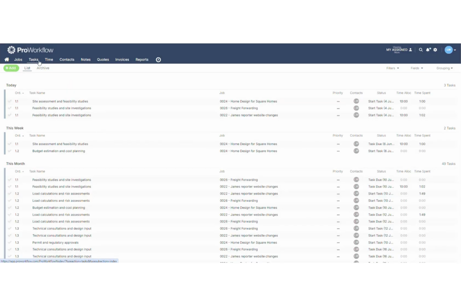 ProWorkflow screenshot - Los 10 mejores programas de gestión de proyectos de marketing para 2026