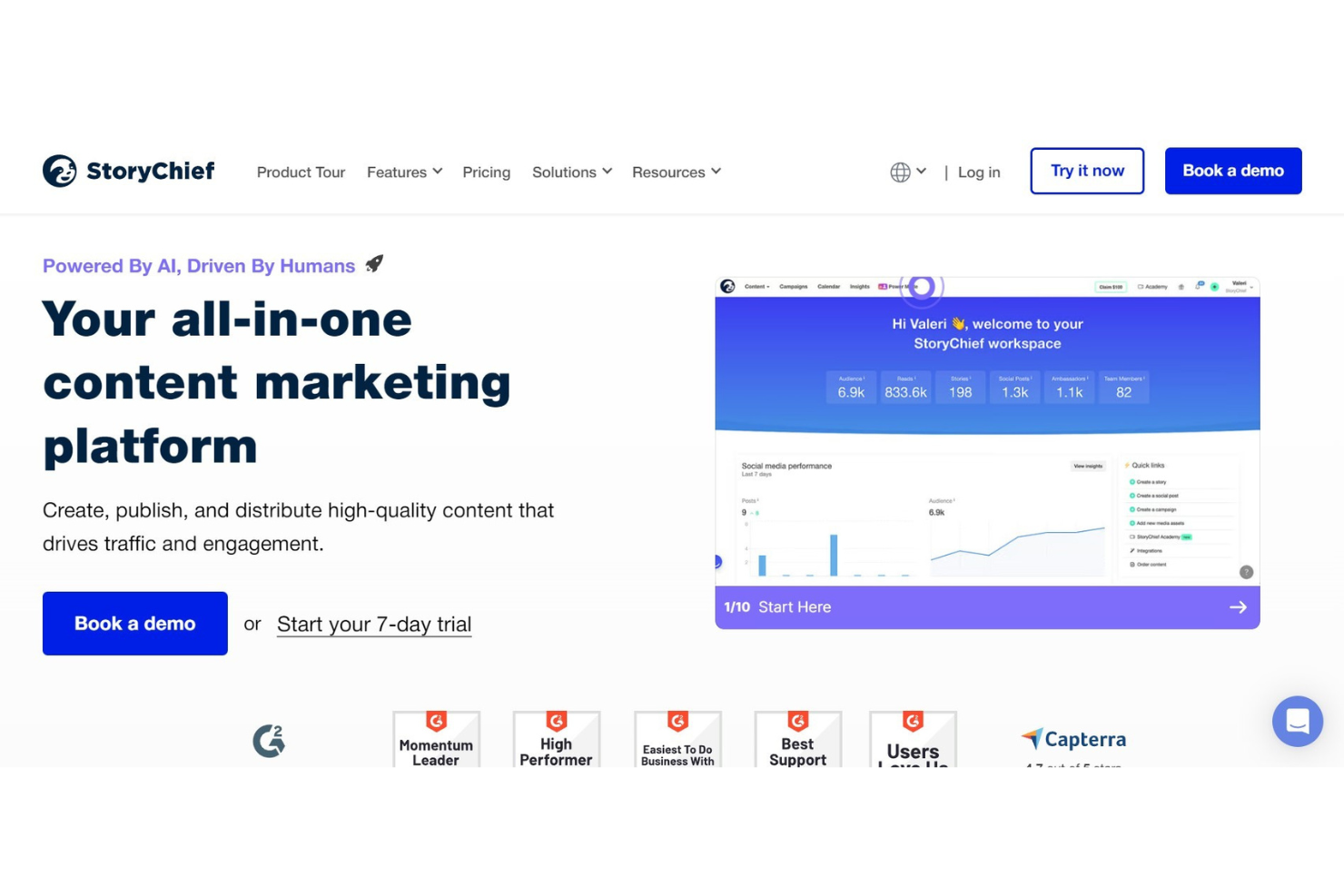 StoryChief screenshot - 1 Mejores Plataformas de Marketing de Contenidos Analizadas para 2026