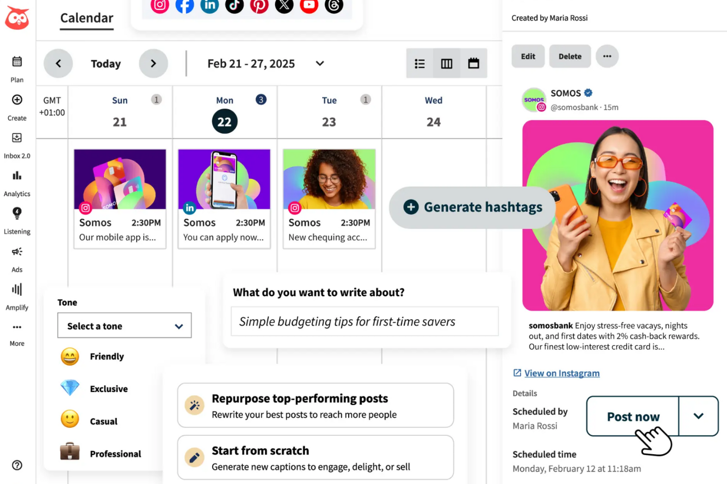 Hootsuite screenshot - 10 Mejores Herramientas de Programación de Publicaciones en Redes Sociales que Probé en 2026
