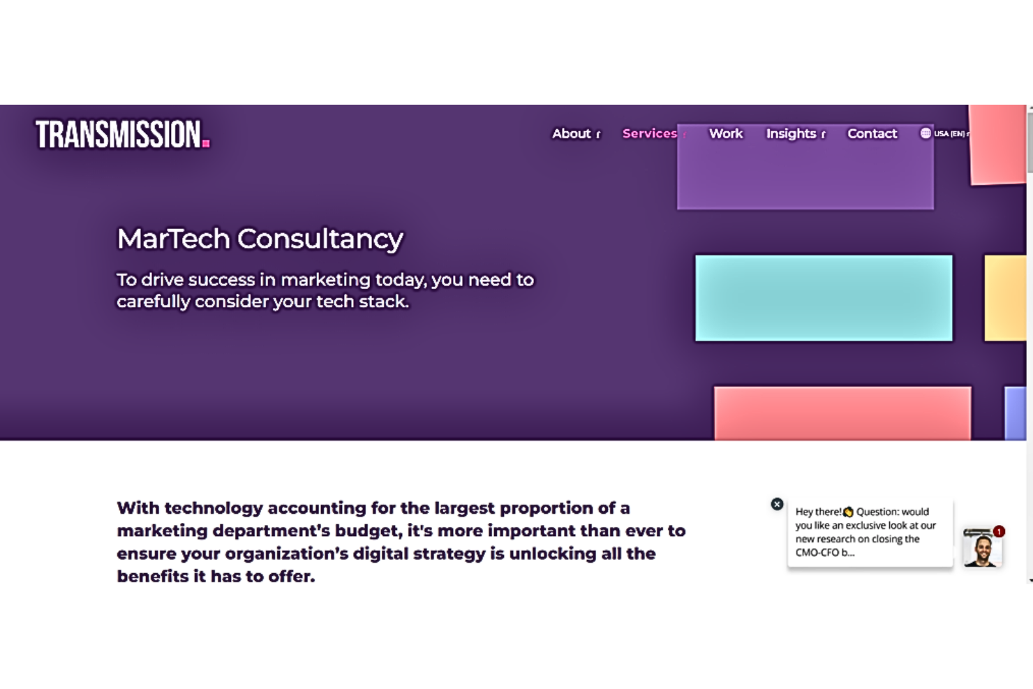 Transmission Agency screenshot - I 10 migliori consulenti di tecnologie di marketing nel 2026