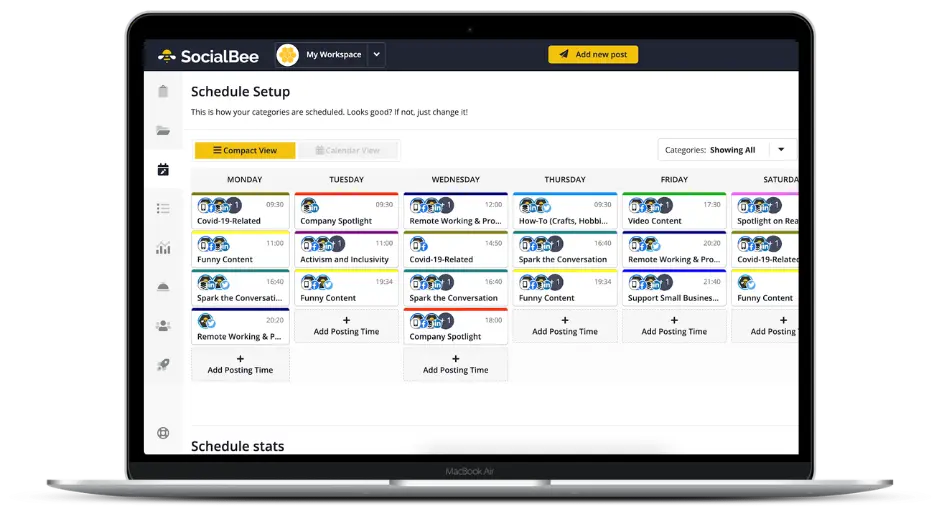 SocialBee screenshot - 10 Mejores Herramientas de Programación de Publicaciones en Redes Sociales que Probé en 2026
