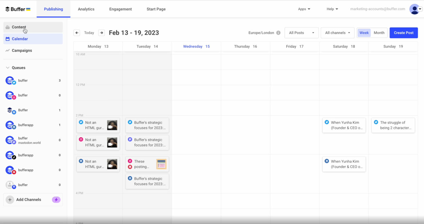 Buffer screenshot - Los 1 Mejores Software de Gestión de Redes Sociales para 2026