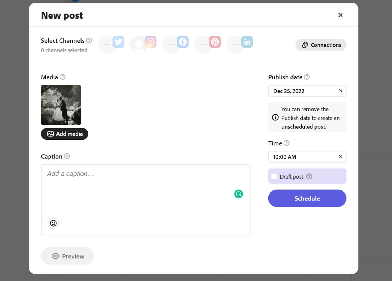Adobe Express screenshot - 10 Migliori piattaforme per programmare post sui social media che ho provato nel 2026